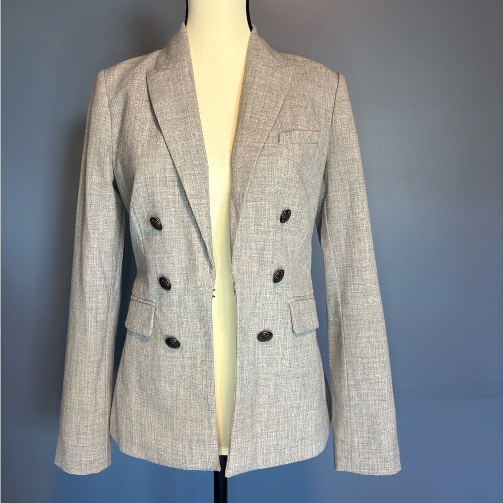 Banana Republic Light Gray Double-Breasted Blazer Size 2 - Picture 2 of 12